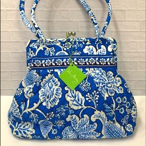 NWT Vera Bradley Blue Lagoon Alice Kiss Lock Quilted Handbag